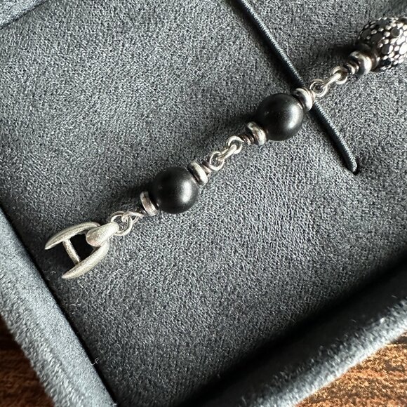 David Yurman Rosary Beads Bracelet w/ Black Onyx & Black Diamonds - Medium - Picture 3 of 14
